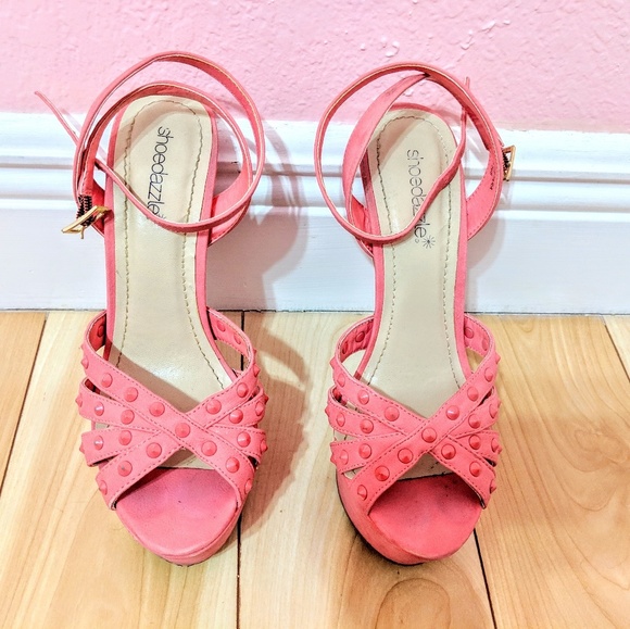 ShoeDazzle Coral Sandal Stiletto Heels with Studd - Picture 2 of 7